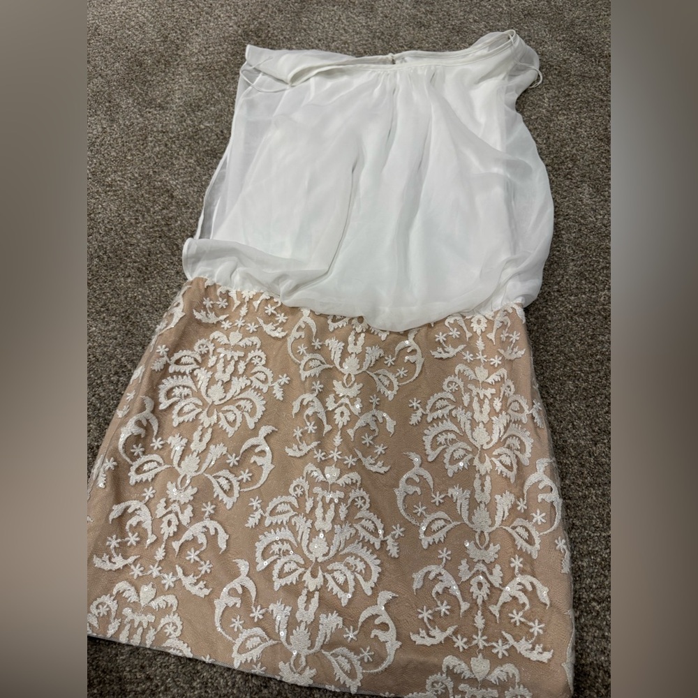 White Cream Sequin Goddess Cocktail Dress Size 2